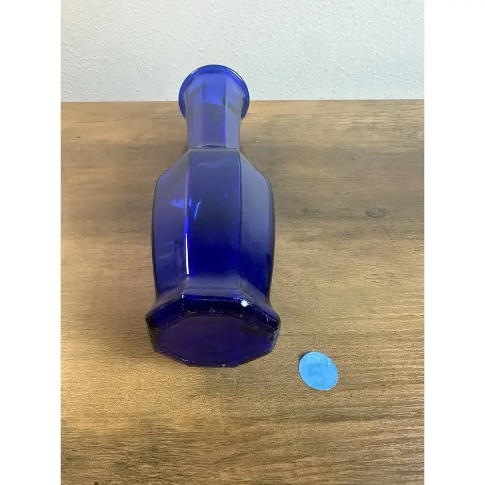 Vintage Cobalt Blue Glass Vase Tall Art Glass Mid Century Style